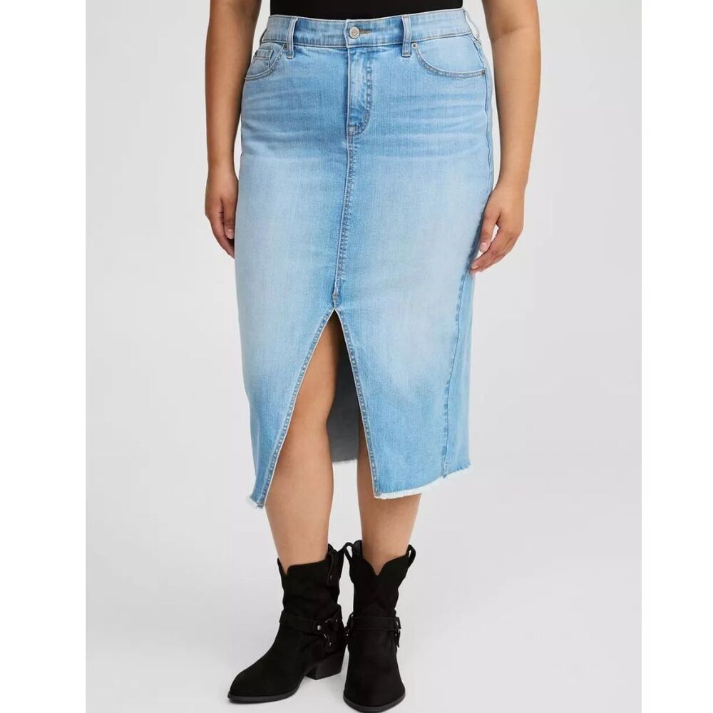 Torrid Denim Front Slit Midi Jean Skirt Plus Size 24
